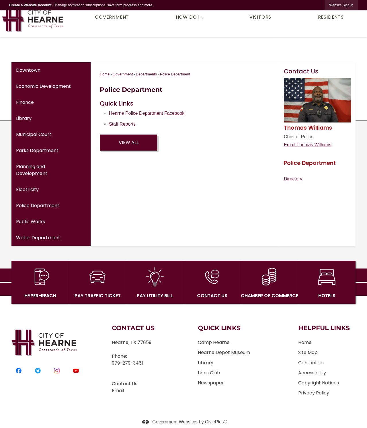 Robertson County Hearne Police Department arrest-record information